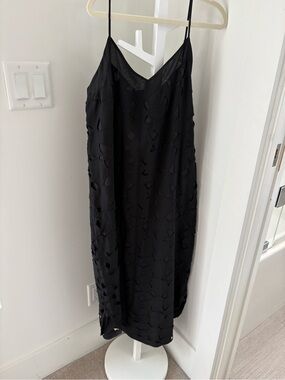 Equipment Black Cutout Overlay Slip Dress
